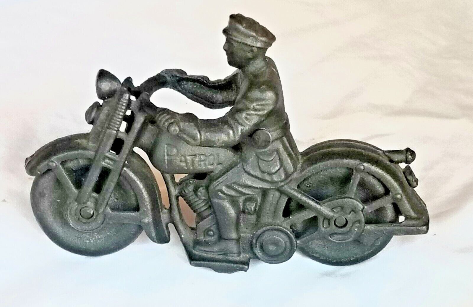 HUBLEY Motorcycle Patrol Police Cop Black Heavy Cast Iron Sculpture Figurine VGC