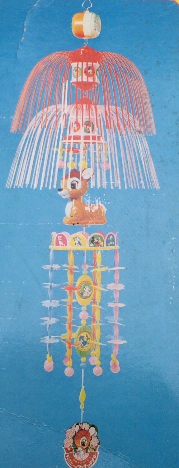 RARE Vintage Disney Bambi Sanyo Celluloid Japanese Nursery Hanging Baby Mobile