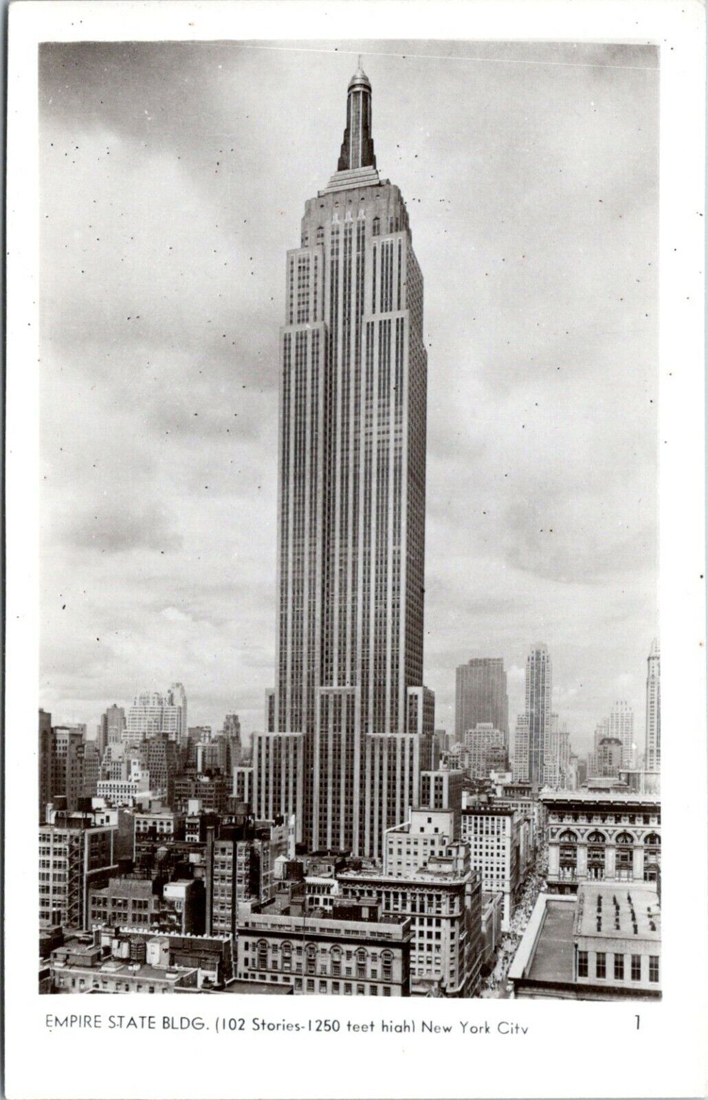 New York City RPPC Postcard Empire State Building Mainzer no. 1 1930\'s FZ