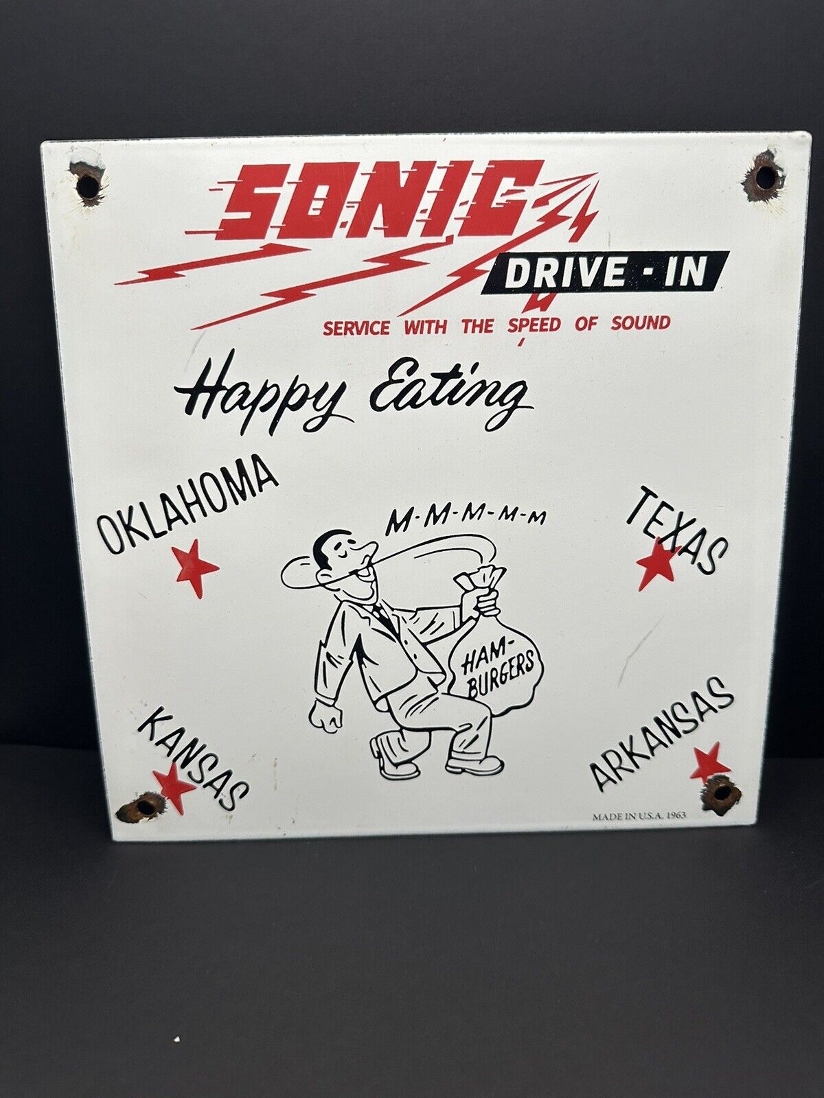 Vintage Sonic Drive In Porcelain Enamel Sign