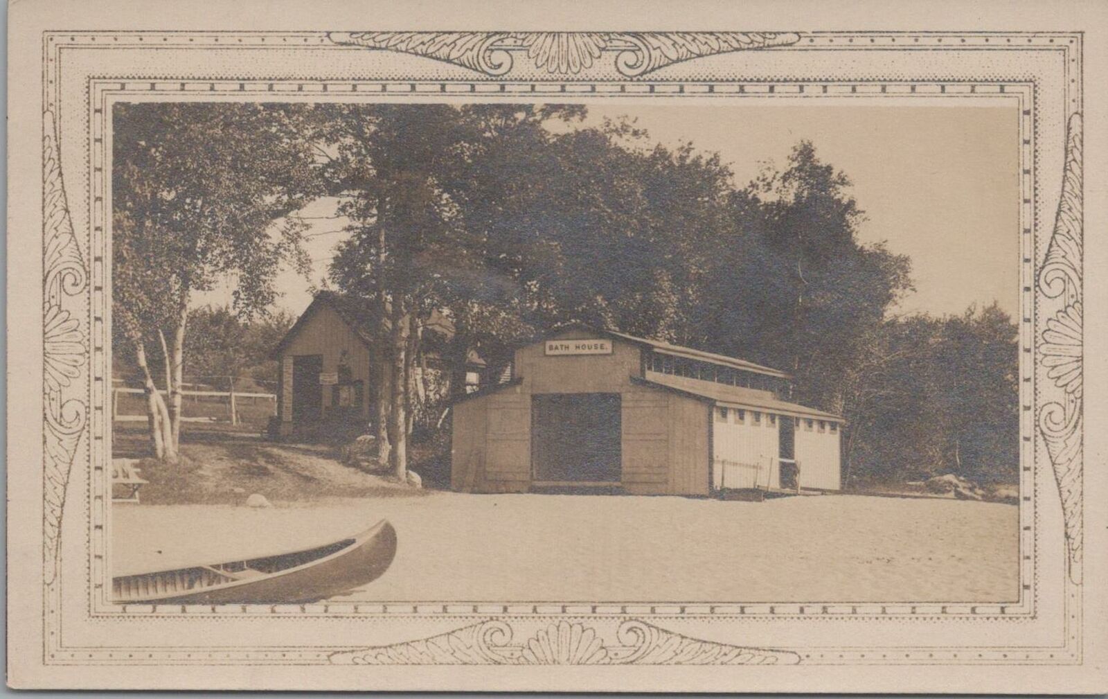 RPPC Postcard Americana Boat + Bath House c. 1920s