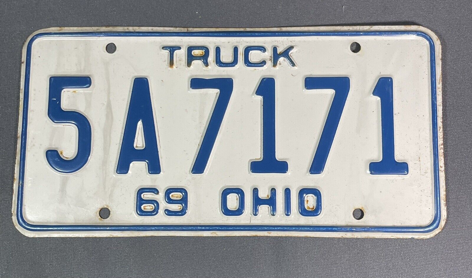 Vintage 1969 Ohio Truck License Plates Man Cave Bar Hanger Classic Truck Rat Rod