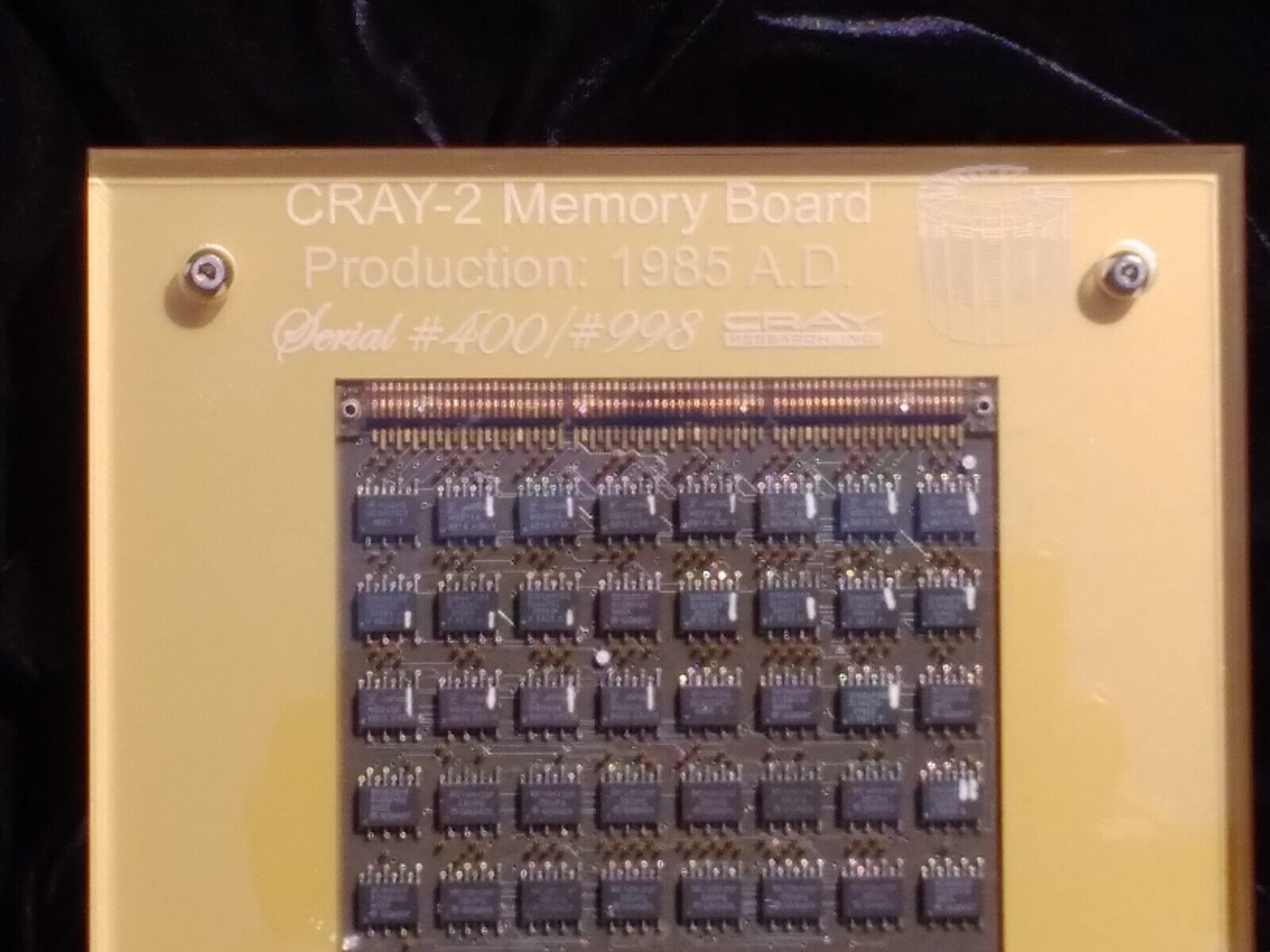 Cray-2 SuperComputer Board Memory.  Lucite Re-Engrave letters..