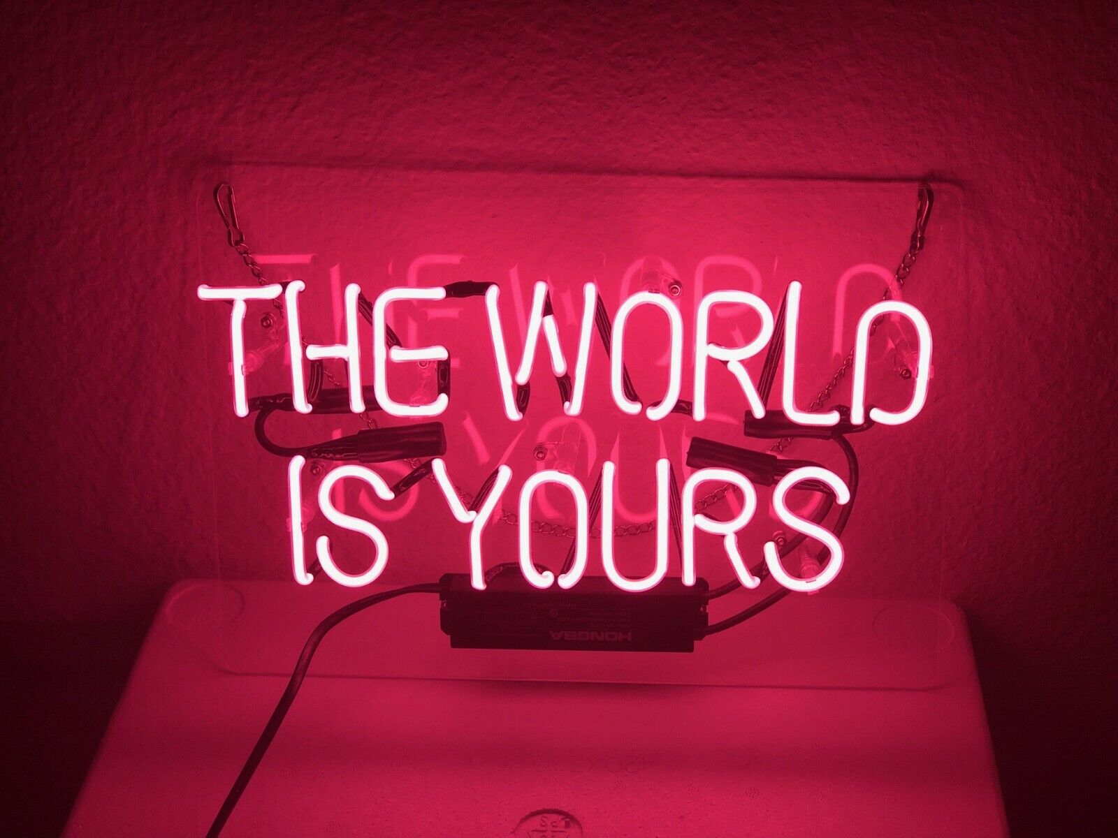 New The World Is Yours Pink Beer Pub Acrylic Neon Light Sign 14