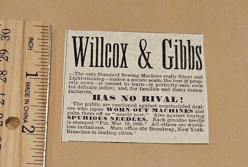 Harper\'s Weekly 1875 Advertisement WILCOX GIBBS 658 BROADWAY SEWING MACHINE