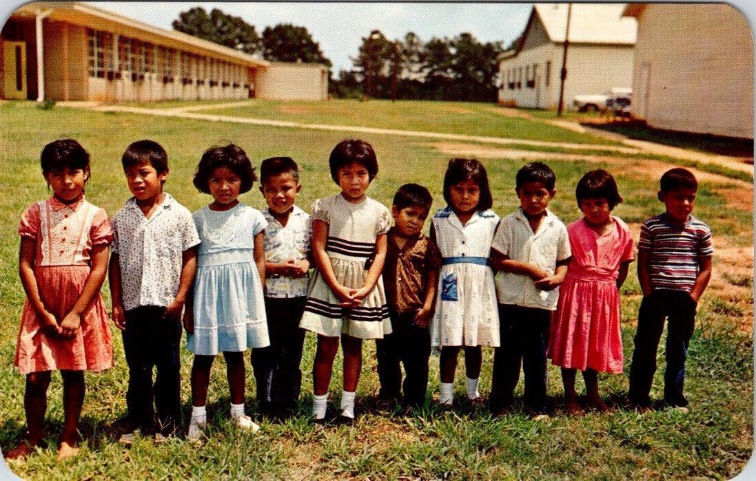Mississippi NATIVE AMERICAN CHOCTAW CHILDREN~Pearl River Indian School Postcard