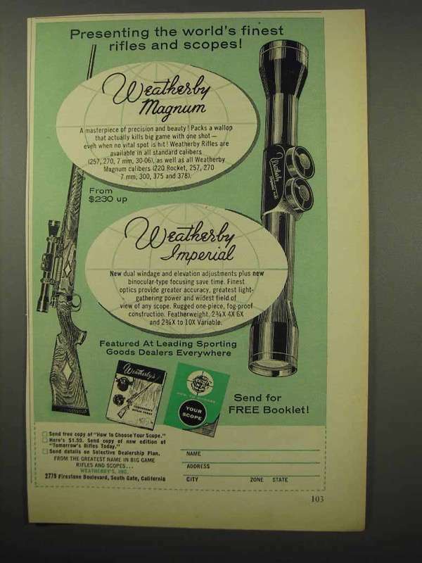 1955 Weatherby Magnum Rifle & Imperial Scope Ad