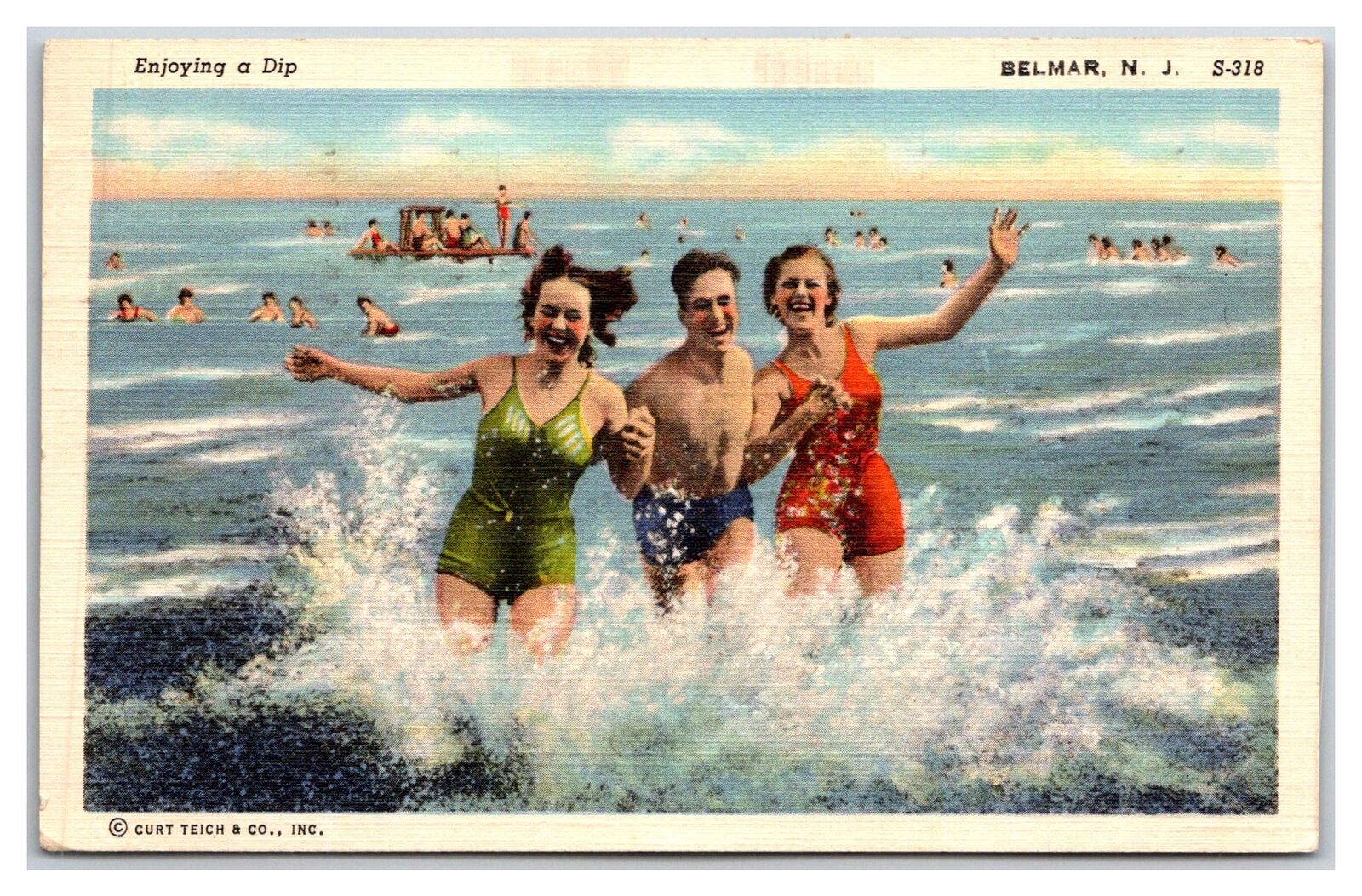 BELMAR New Jersey ~ Enjoying a dip ~ Pinup women girls Bathers beach