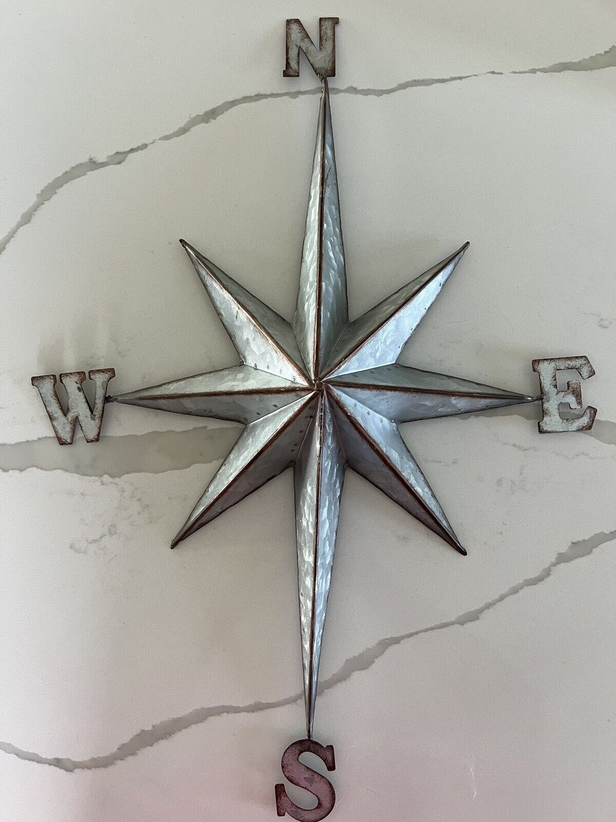 Tin Mariner’s Compass Rose Star Wall Decor Nautical Hanging Decor