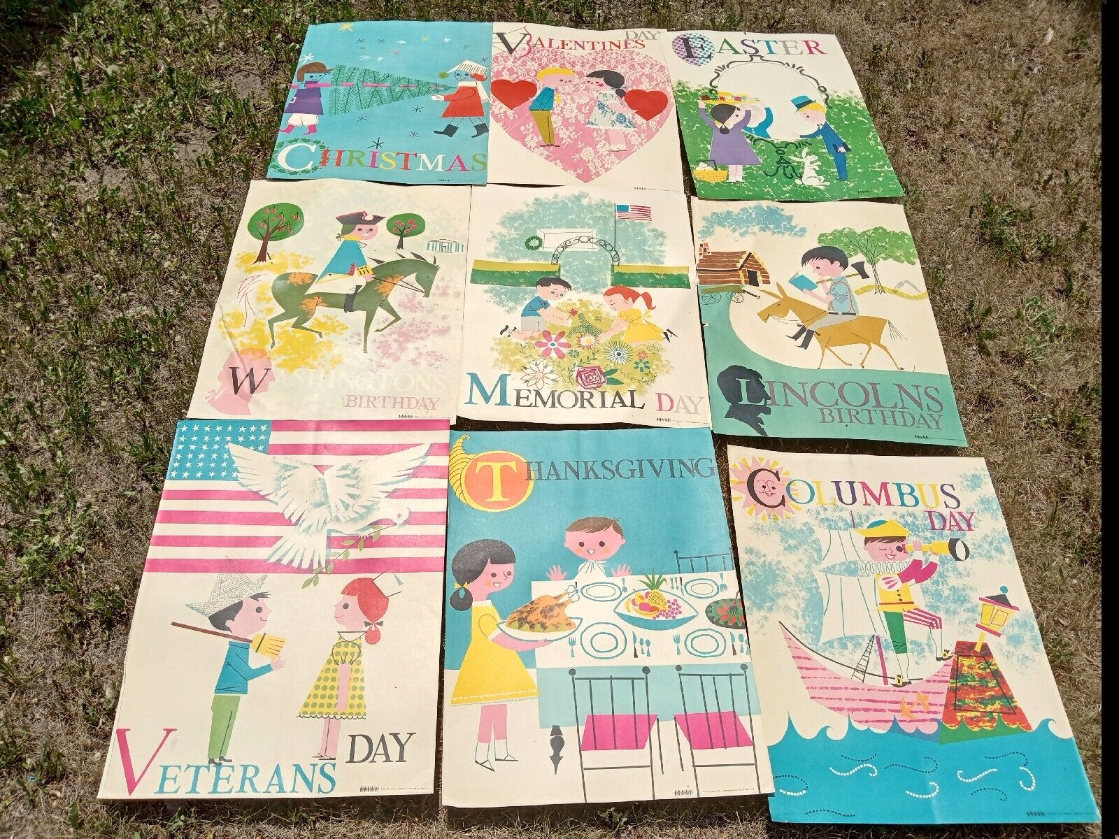 1950s 18 Children\'s School Posters 9 Holidays 9 school month Americana Jacronda 