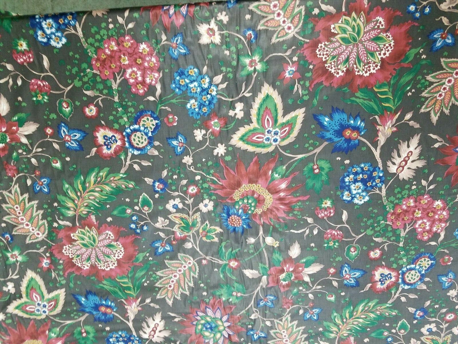 Vintage Cotton Fabric Givenchy for Fabriyaz Scotchgard Black and Floral BTY