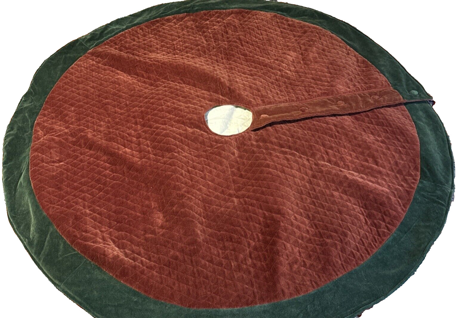 Pottery Barn Quilted Burgundy Red Velvet with Forest Green Trim Button Close 46\