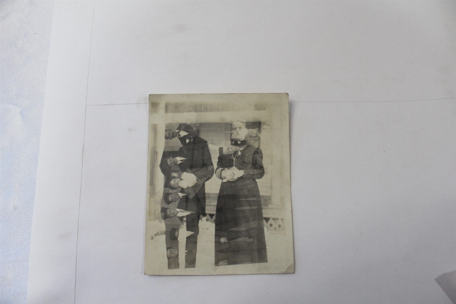 Ca. 1920\'s -30\'s Black & White Photo Double Exposure Couple & Group 