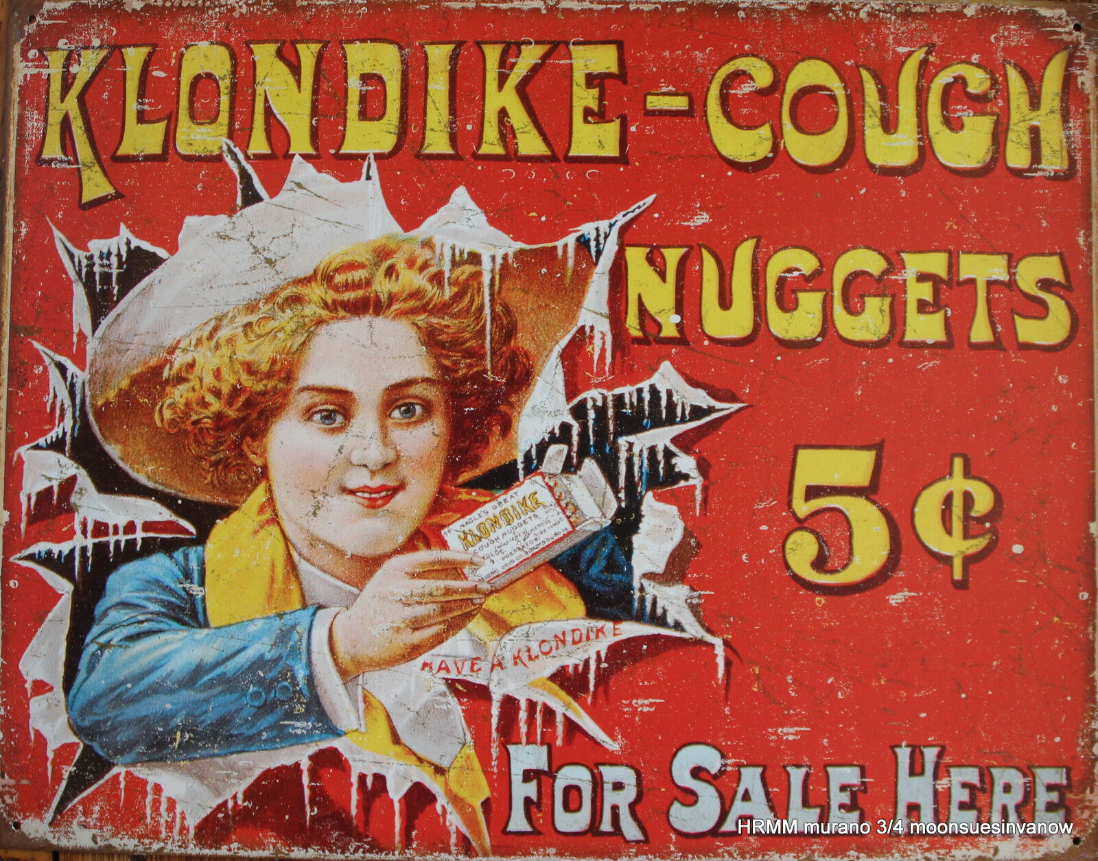 Klondike Cough Nuggets For Sale Here Ad Tin Sign Vintage Advertising Decor  