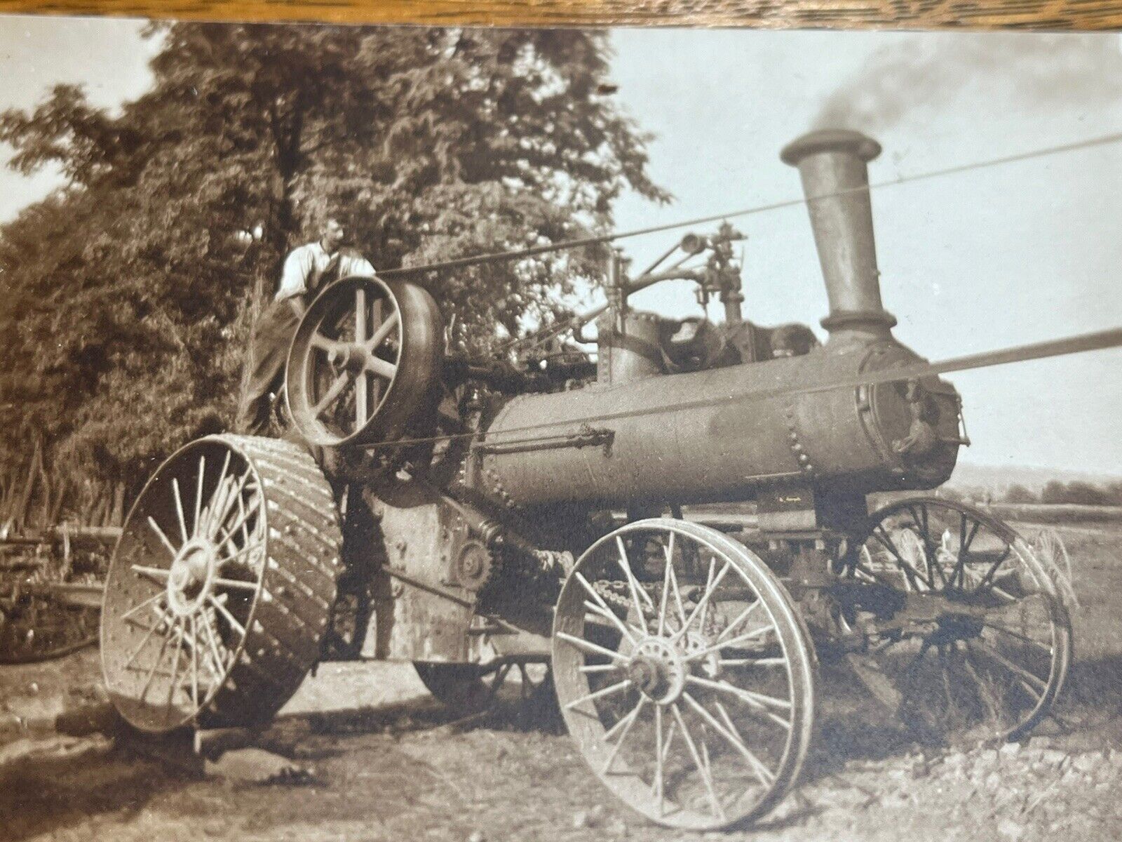Antique RPPC Thresher Engine Steam Tracker Circa 1920s Early Farm Work