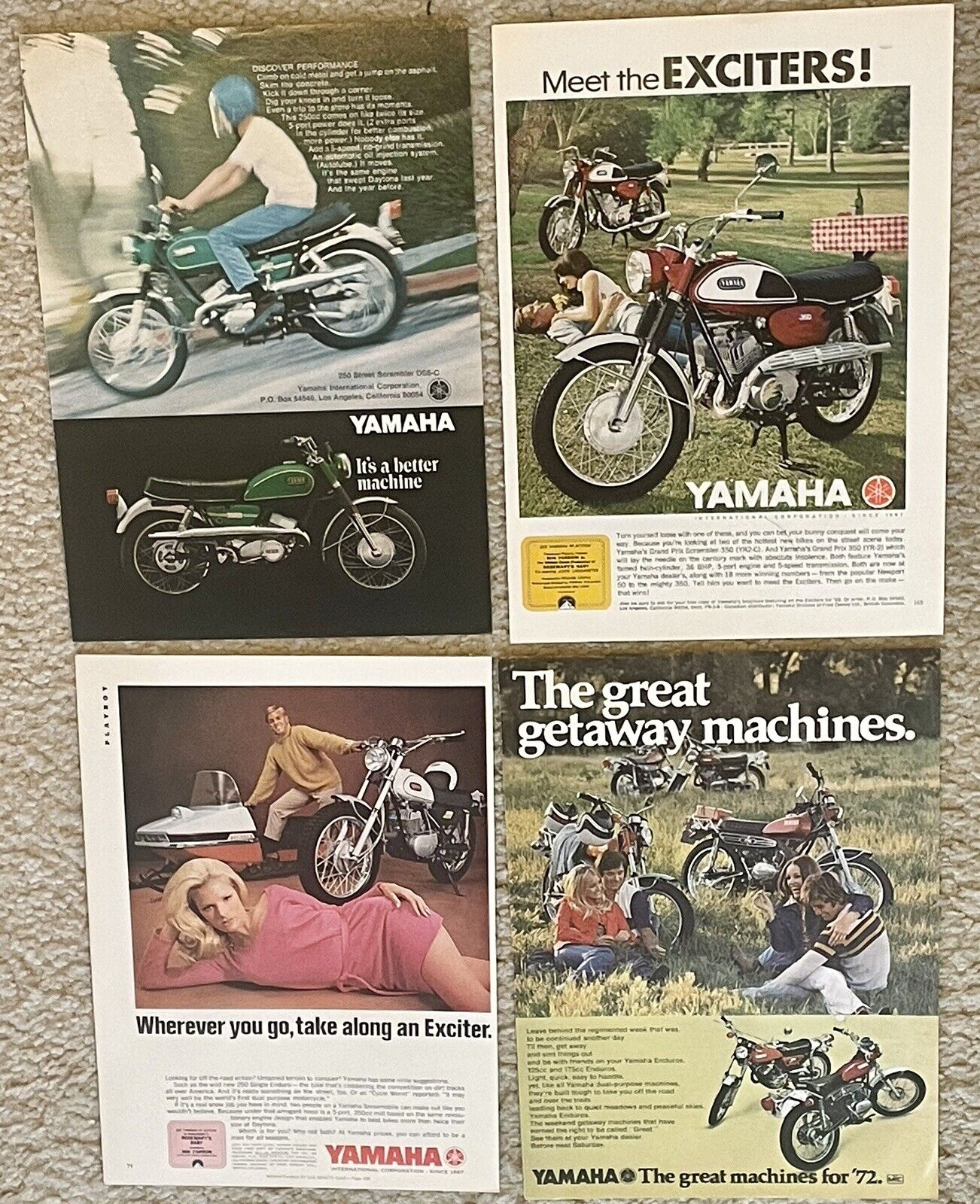 Vintage Yamaha Motorcycle 1960s - 1980s Magazine Ads Lot Of 22