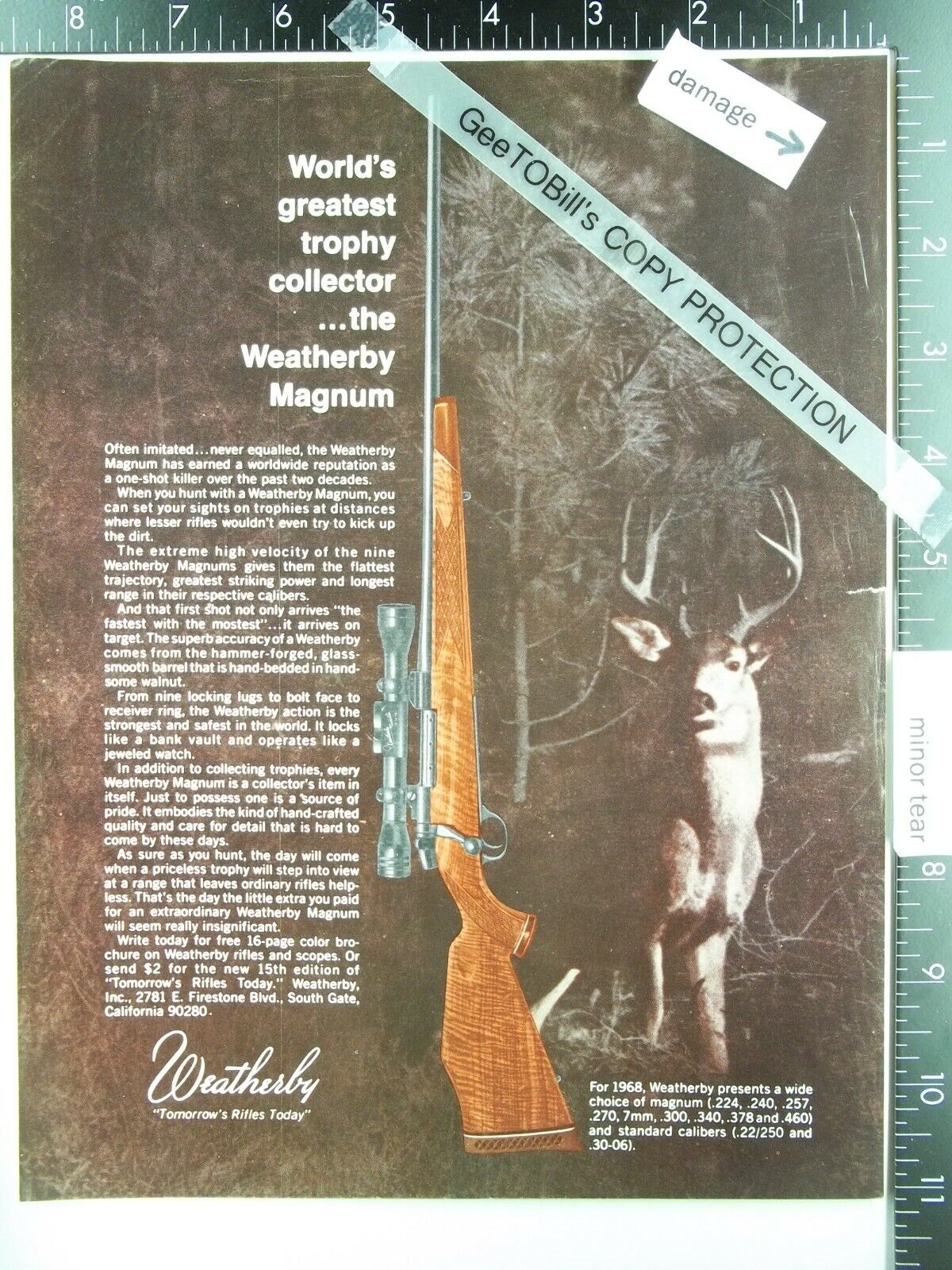 1968 Weatherby Magnum 224 257 7mm 270 378 460 deer hunting ad advertisement k30