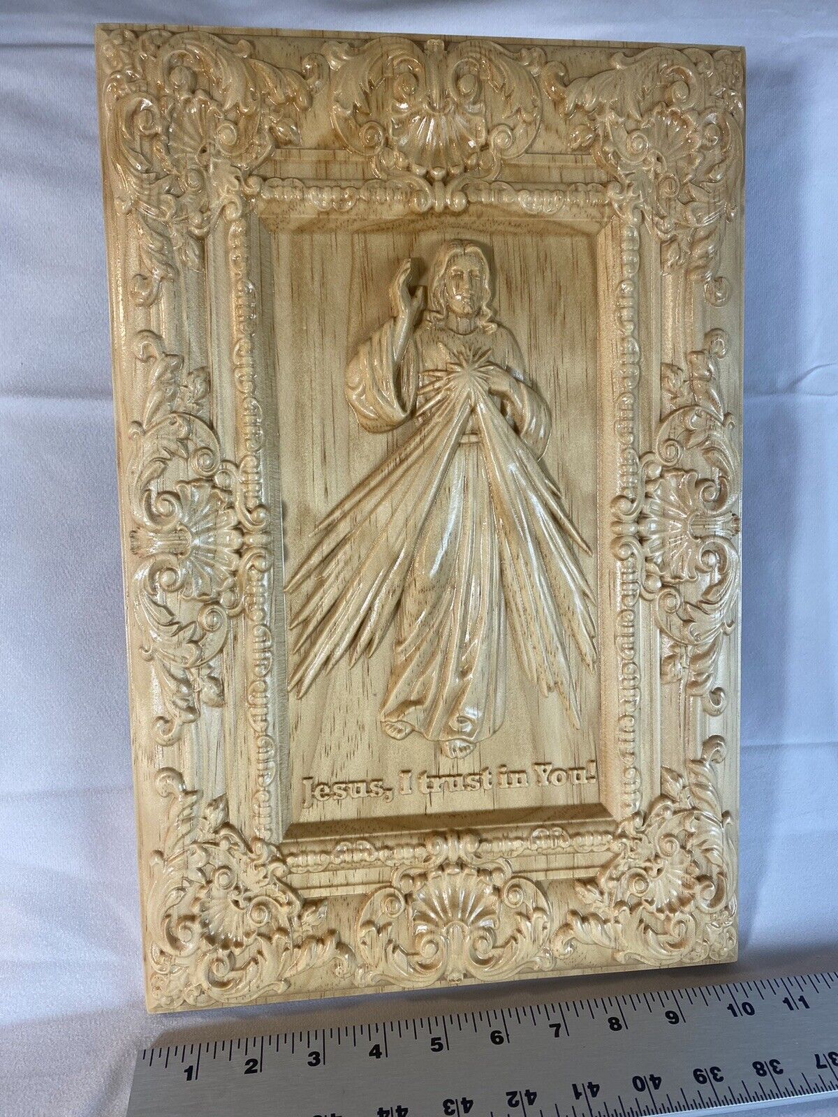 Jesus I Trust in You Carving portrait comes from Divine Mercy - Made In America