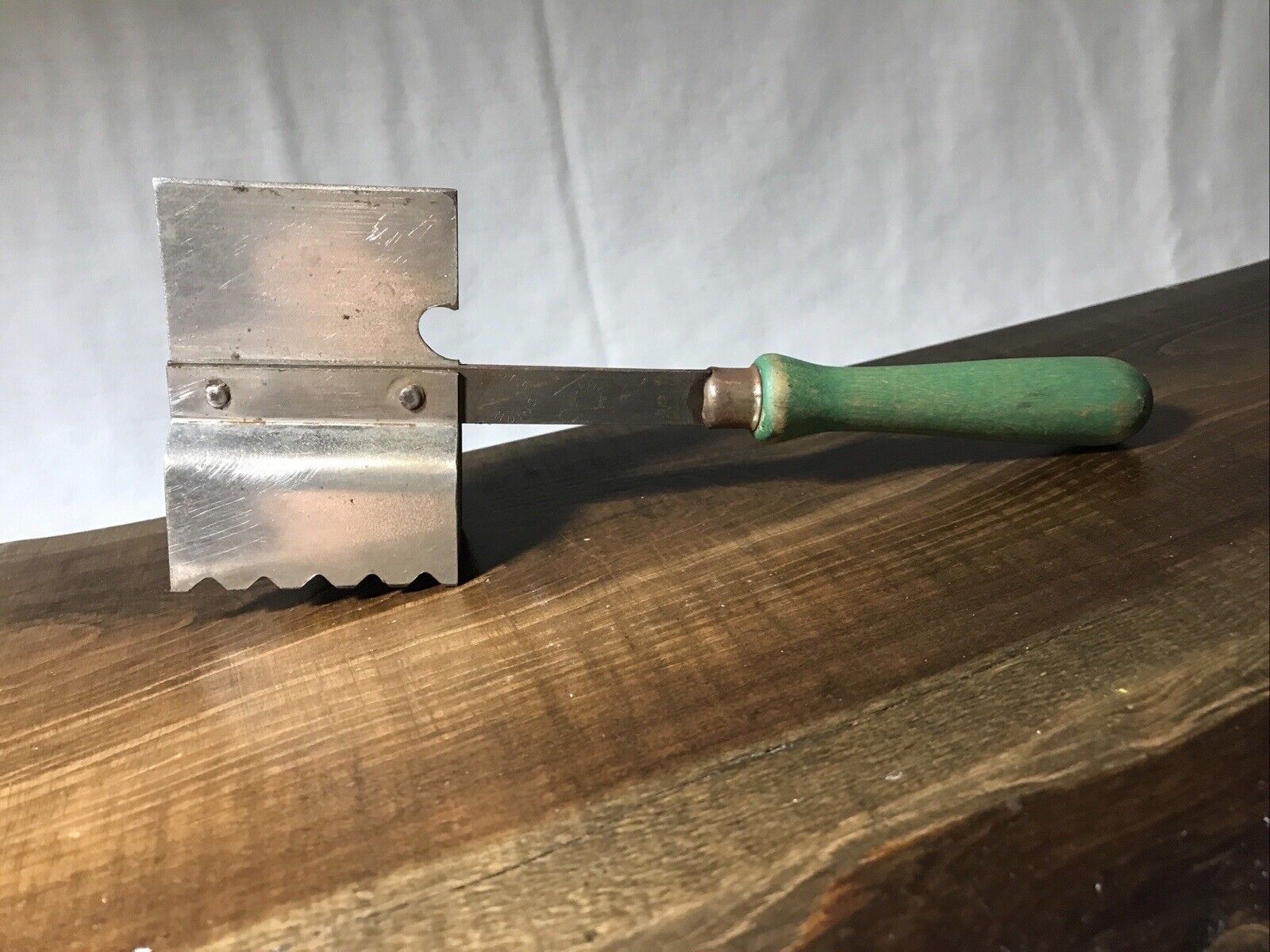 Vintage Meat Tenderizer,  Green Handle, Made In USA,   1/2 Inches