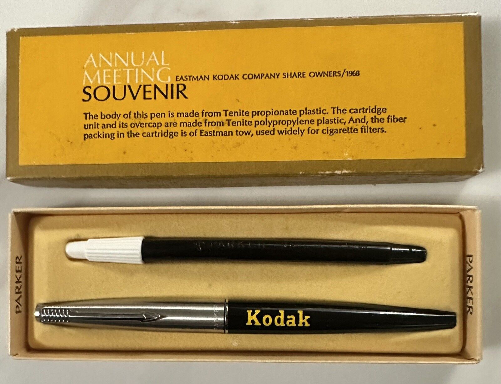 Eastman Kodak Company Share Owners 1968 Annual Meeting Souvenir Parker Pen & Box