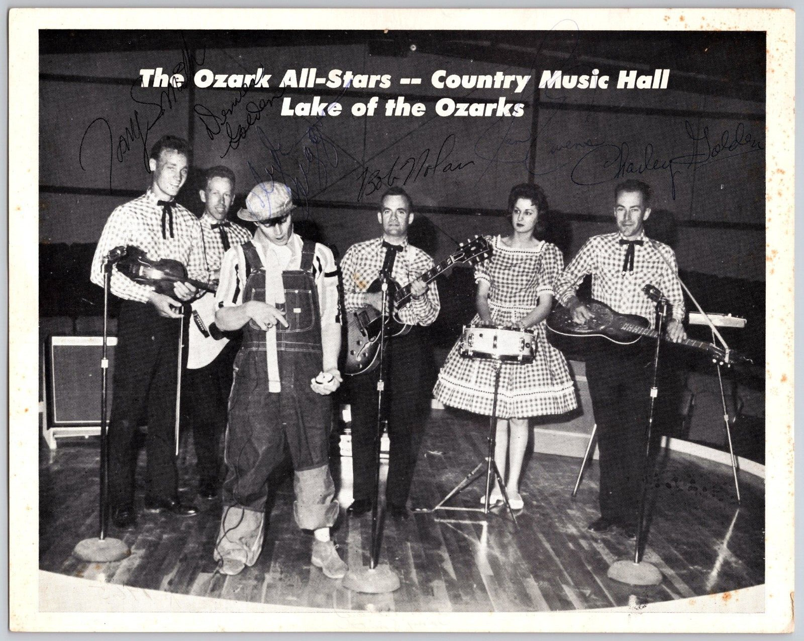 Original Old Vintage Antique Photo Ozark All Stars Country Music Hall Autographs