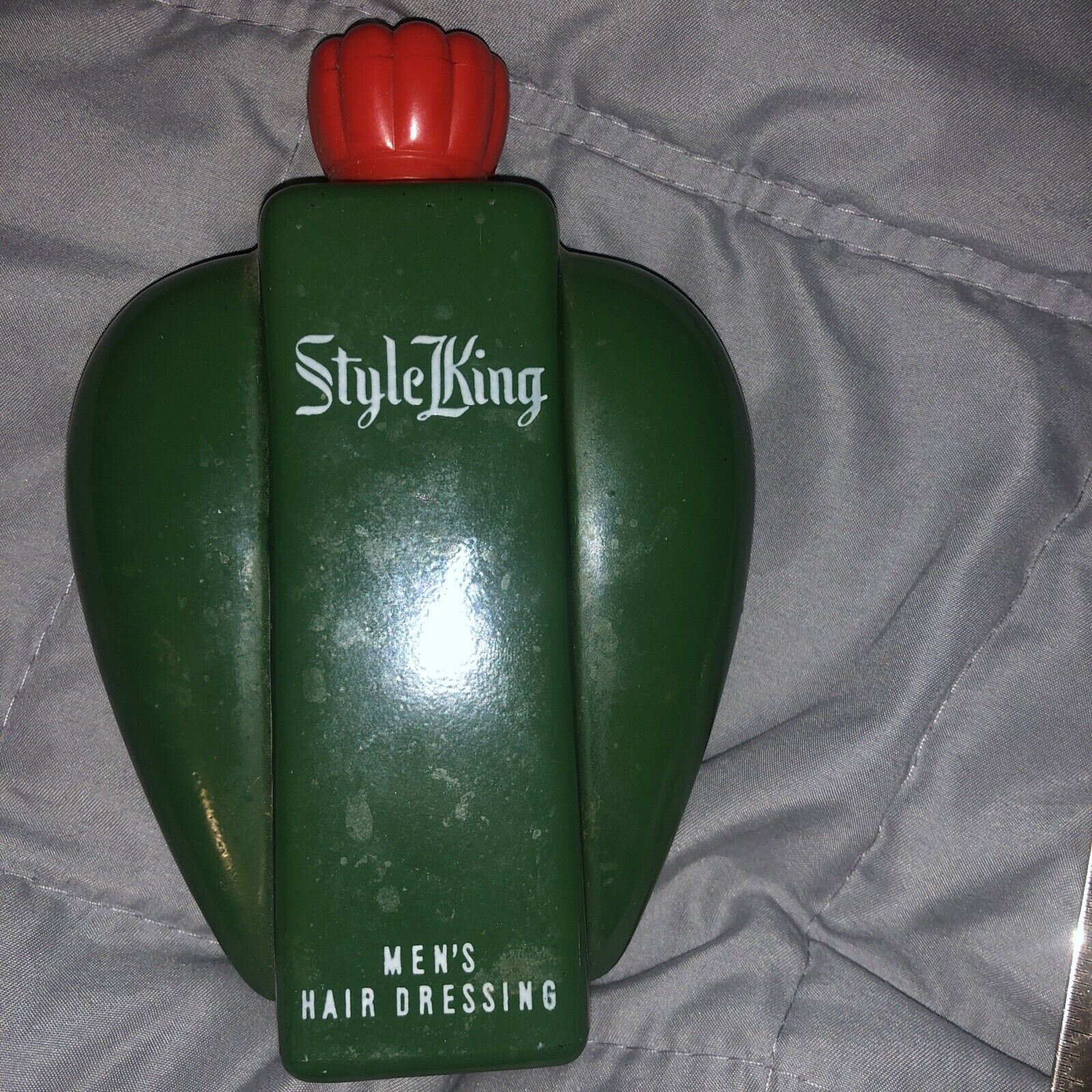INCREDIBLE ART DECO Syle King MENS HAIR DRESSING empty glass bottle 1930\'s 5\