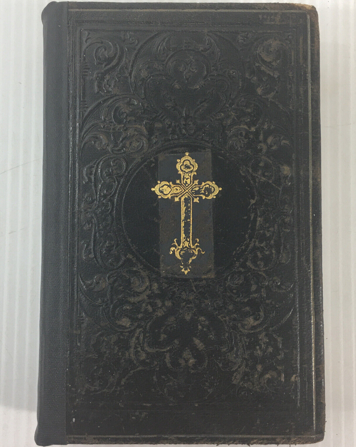 Antique German Catholic Prayer Book Maria Hulfe der Chriften Leather 1861 Emboss