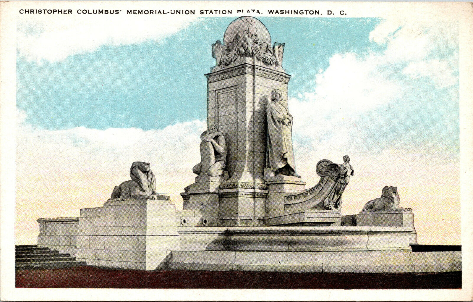 Vtg 1920s Christopher Columbus Memorial Union Station Washington DC Postcard