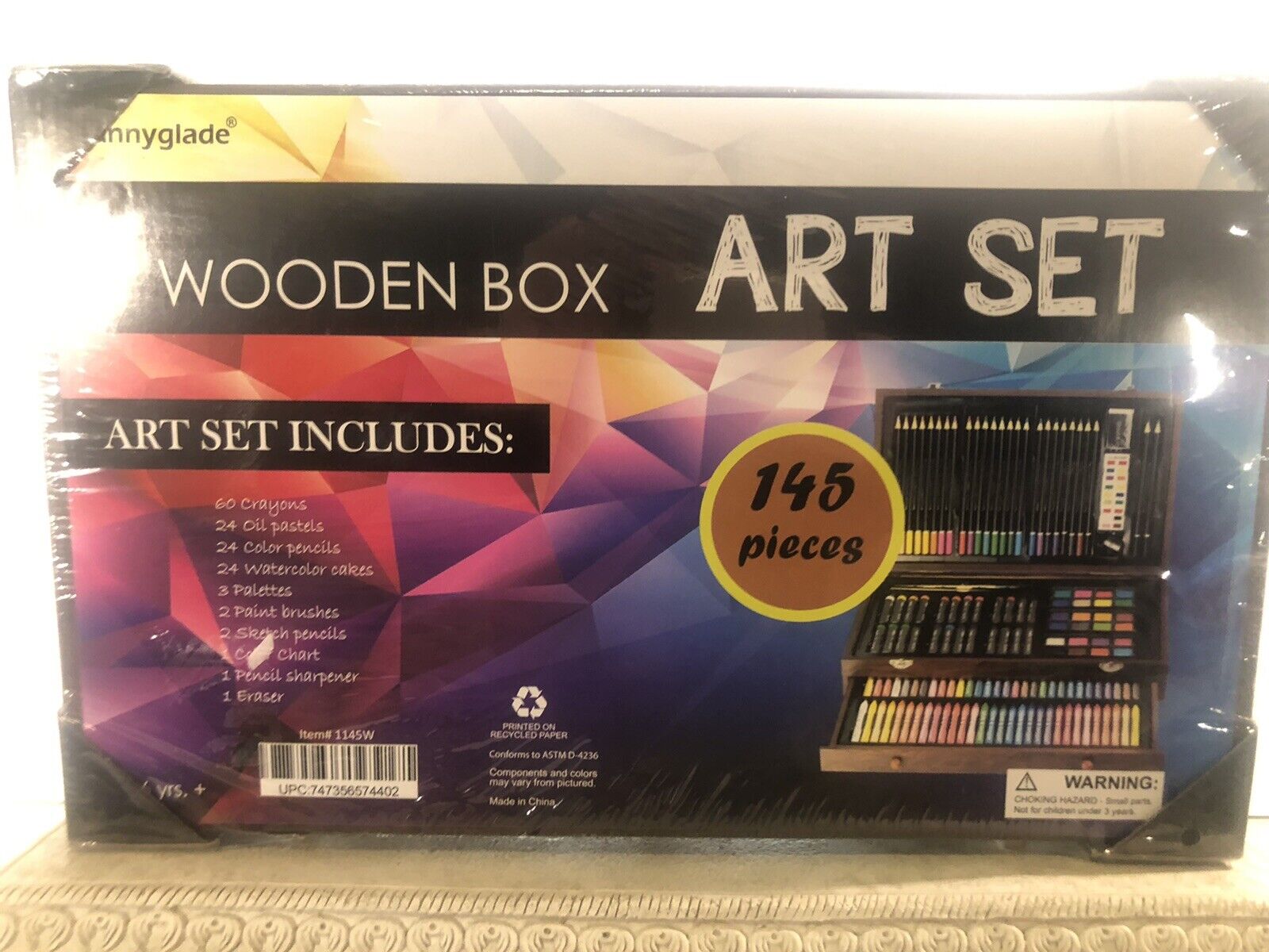 Sunnyglade 145 Piece Deluxe Art Set, Wooden Art Box and Drawing Kit with Oil