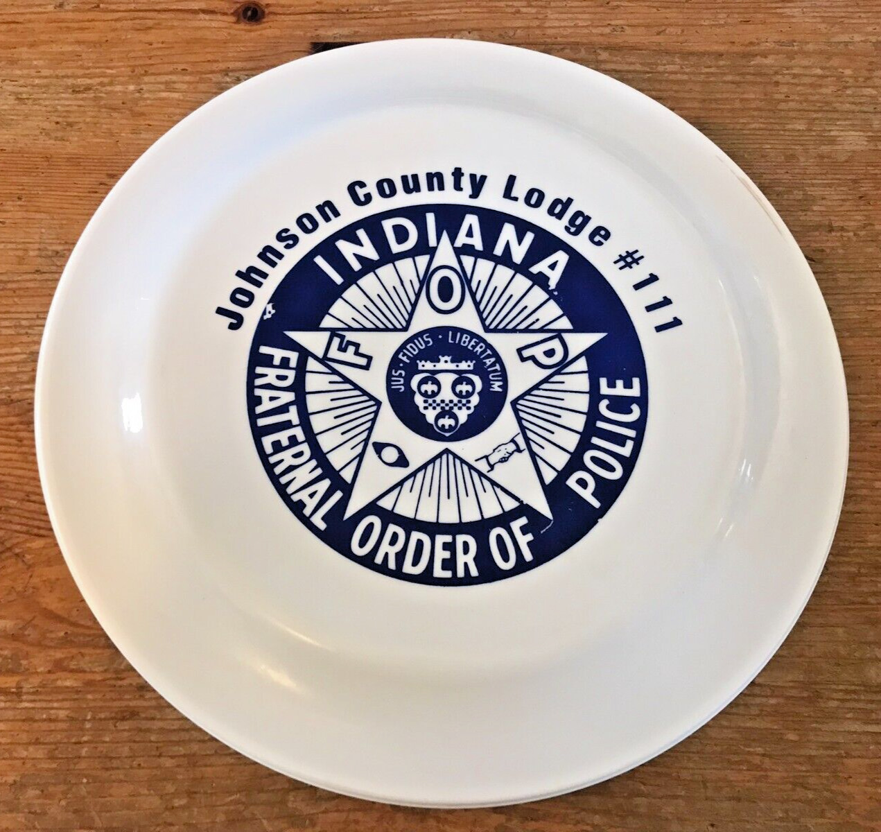 Vintage Indiana Fraternal Order Of Police Frisbee Johnson County Disc Toy