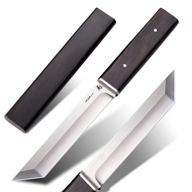 Handmade Japanese Samurai Straight Tanto Knife Sword D2 Steel Fixed Blade Knife