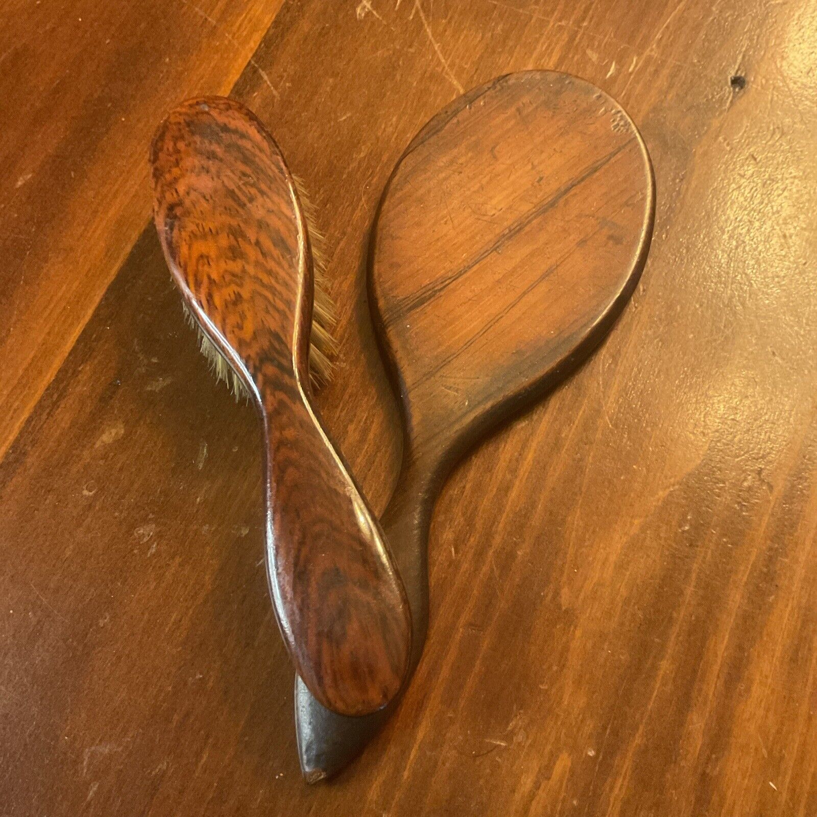 Antique Child’s Wood Hand Mirror And Brush Set .. Cute