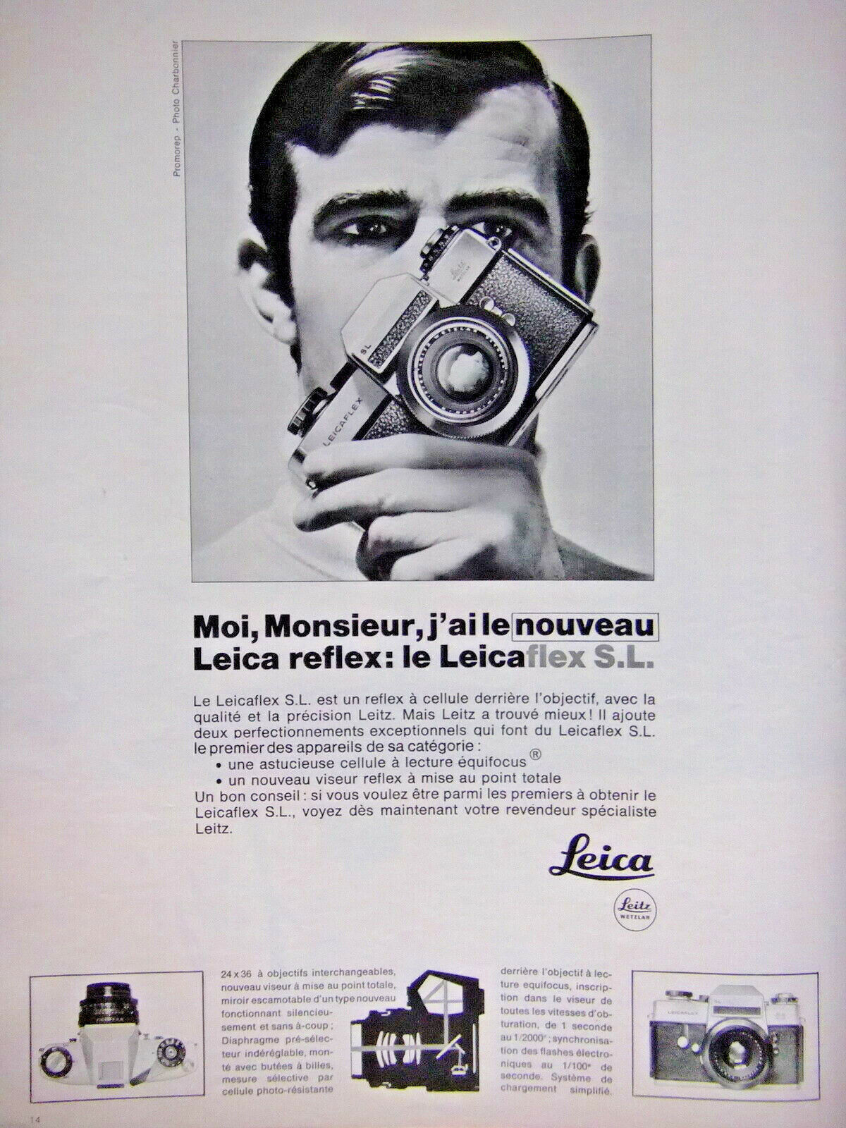 1968 PRESS ADVERTISEMENT LEICA CAMERA I HAVE THE NEW SLR LEICAFLEX S.L
