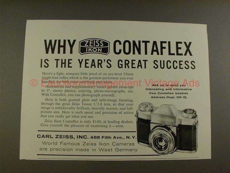 1956 Zeiss Ikon Contaflex Camera Ad - Great Success