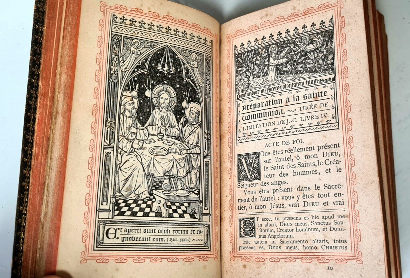 Old & rare French  Book of Hours, prayerbooks with beautiful engravings , 1882