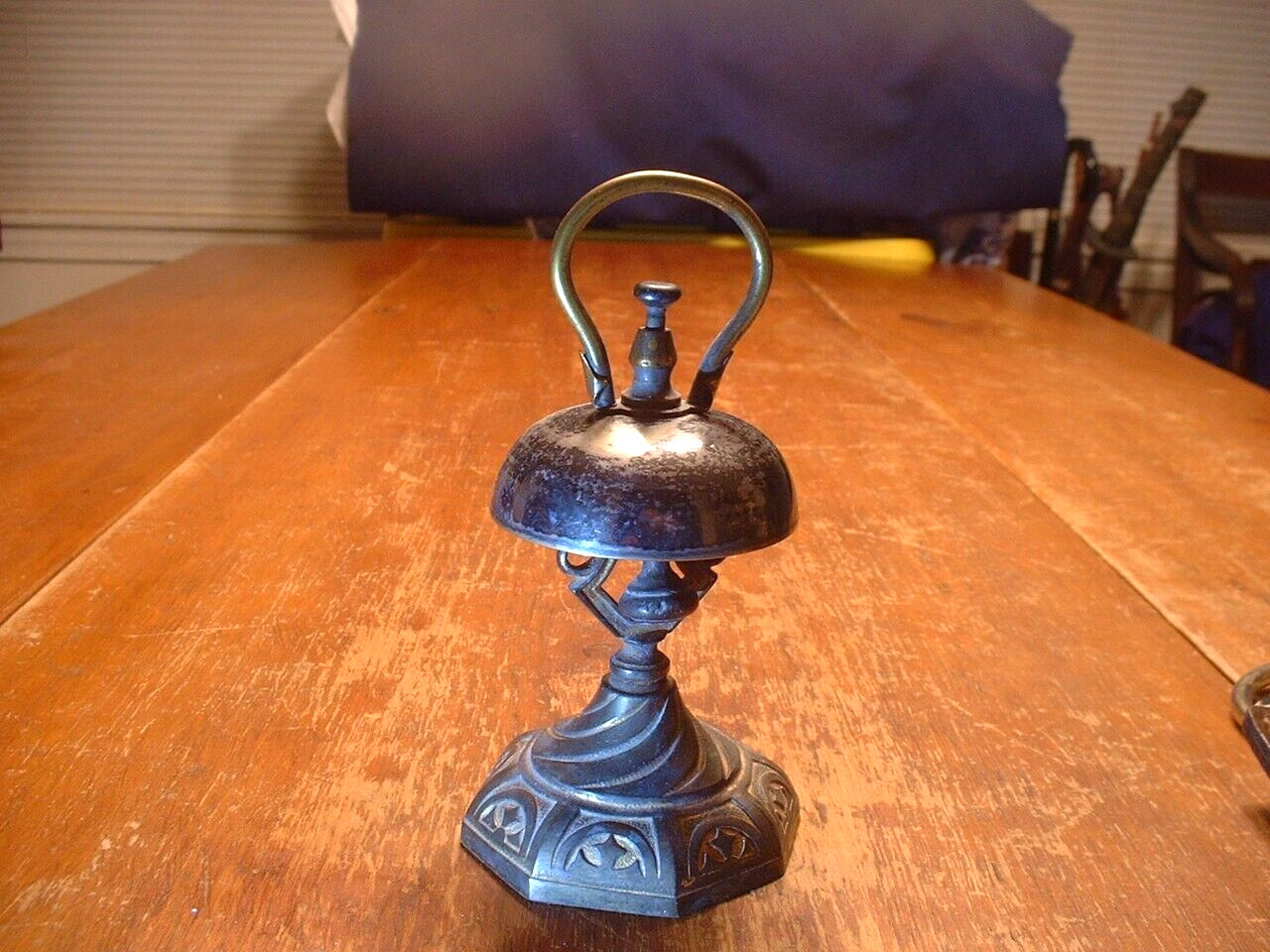 Antique Victorian Silver Plated and Cast-Iron Hotel Lobby Counter Bell