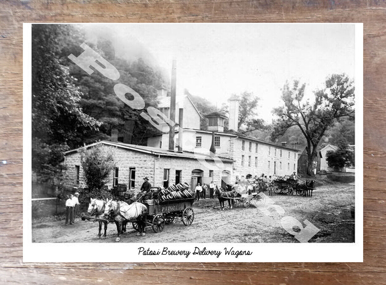 Historic Potosi Brewery Delivery Wagons Wisconsin Postcard