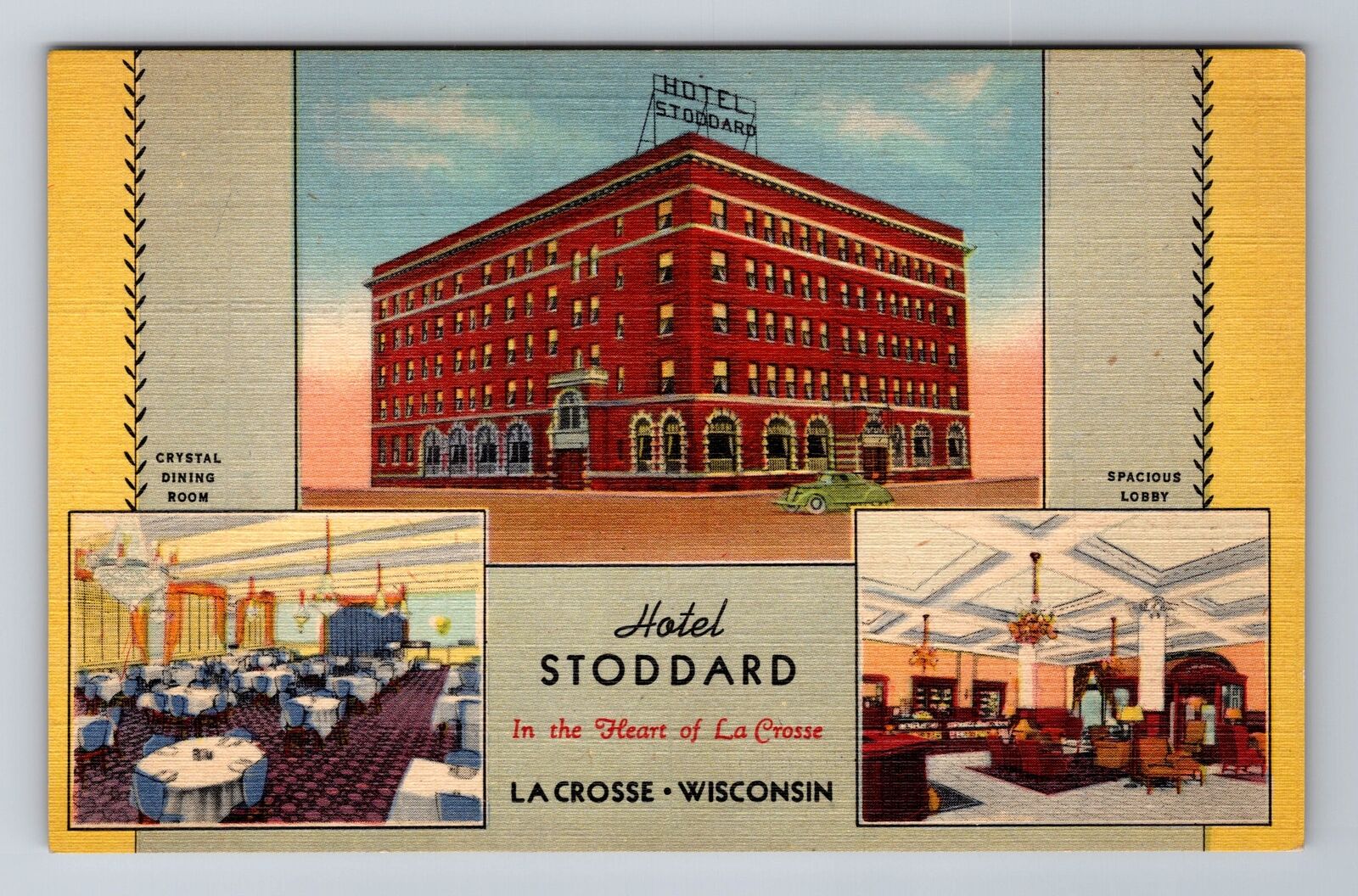 La Crosse WI-Wisconsin, Hotel Stoddard, Advertisement, Vintage Postcard