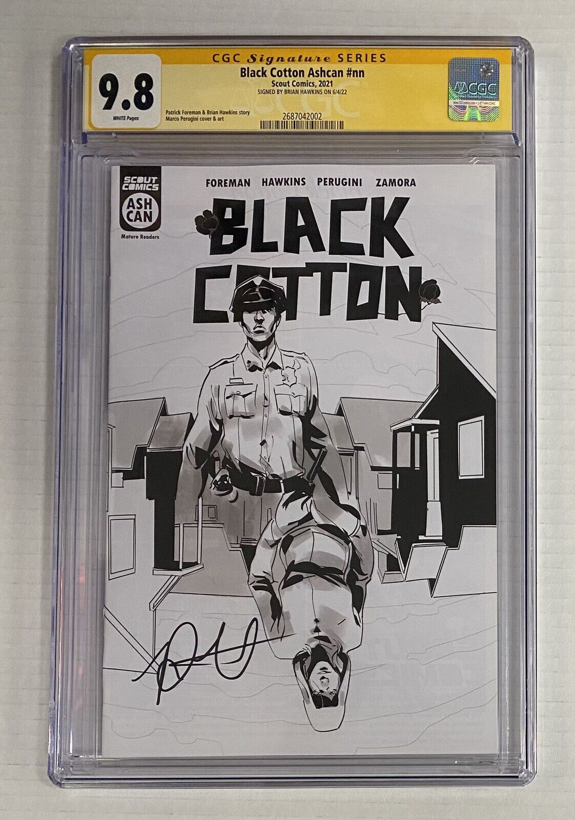 BLACK COTTON #1 ASHCAN Scout Comics CGC SS 9.8 SIGNED BRIAN HAWKINS