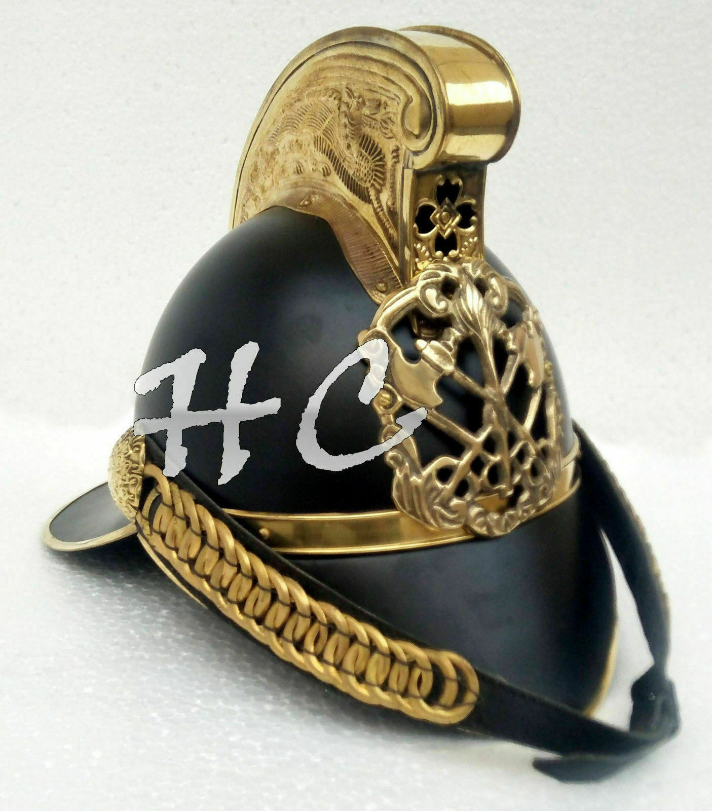 Brass Designer Antique Style Black Chief Fireman Helmet Wearable Replica Gift