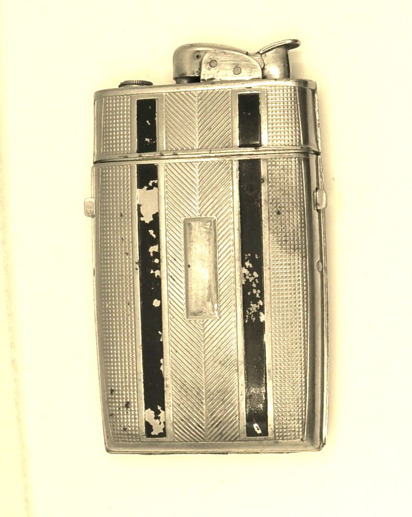 Vintage Evans Art Deco Black Stripe Pocket Cigarette Case Lighter Combination