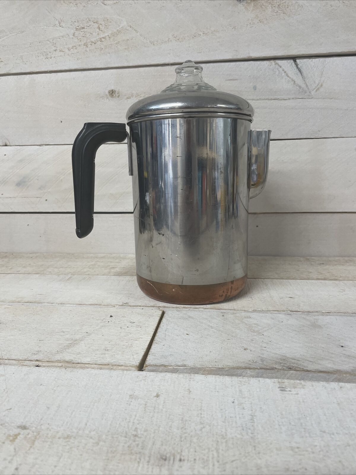 Vintage Revere Ware Coffee Percolator 1801 Copper Clad Bottom Complete