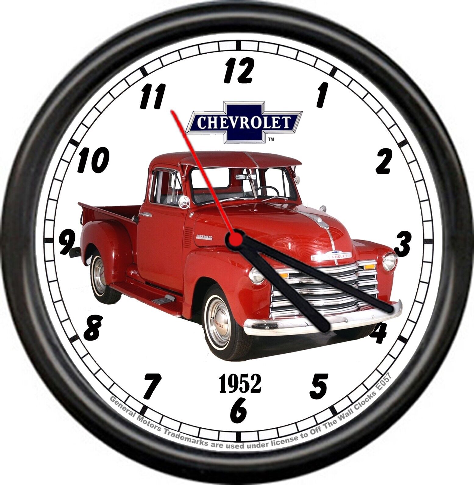 Licensed 1952 Chevy Pickup Truck Red General Motors Retro Sign Wall Clock