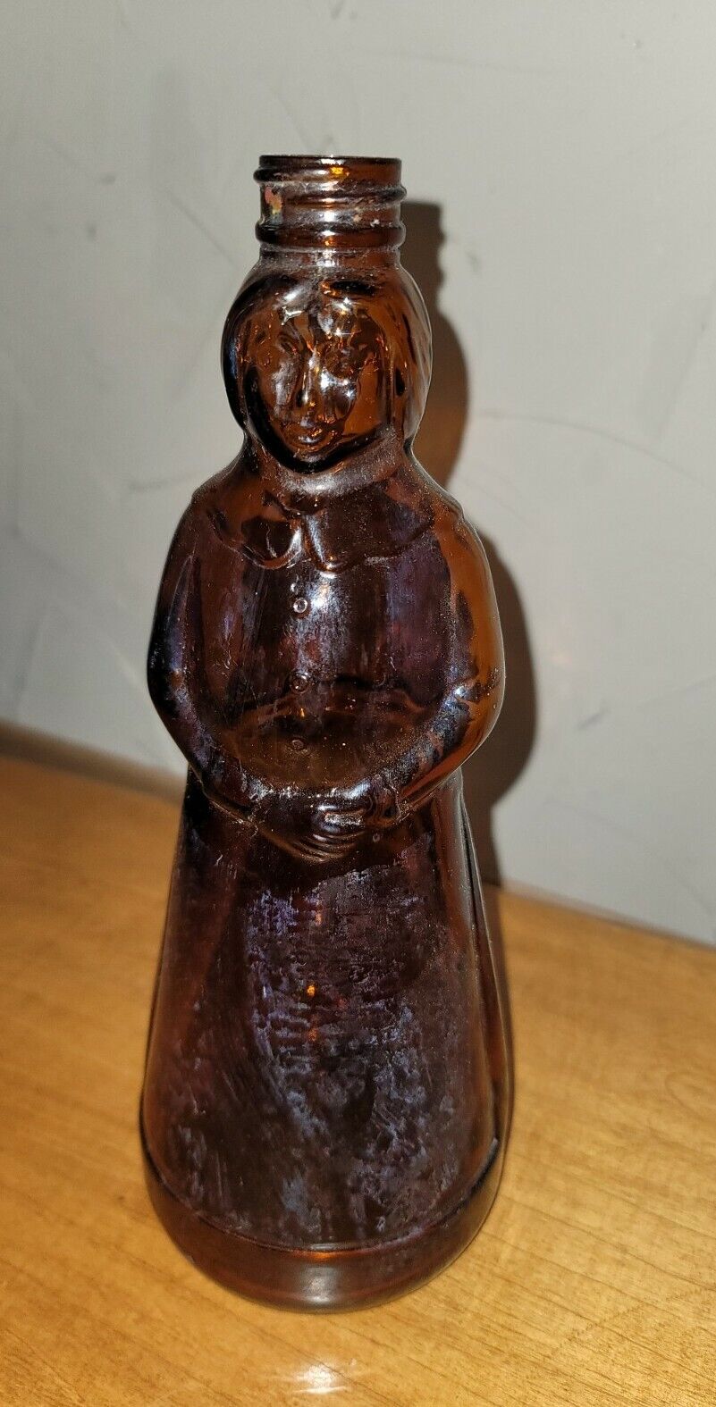 Vtg 1974  Mrs Butterworth Figural Amber Glass Bottle collectable rare