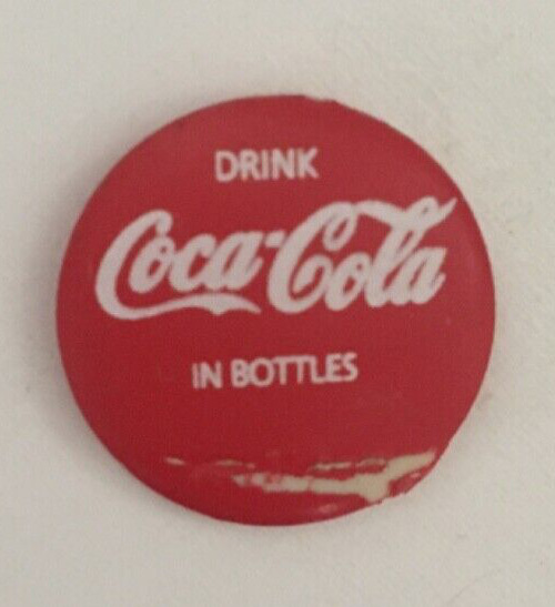 Vintage 1950's Drink Coca Cola  Trade Mark Button Red Antique