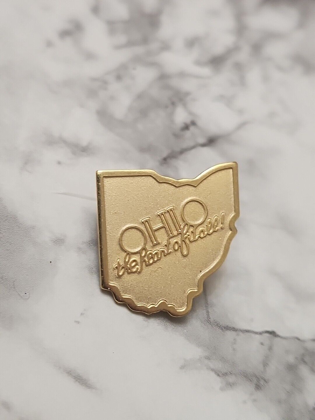 Vintage Ohio The Heart Of It All Gold Tone Lapel Pin Hat Lanyard Pins Tie Tack