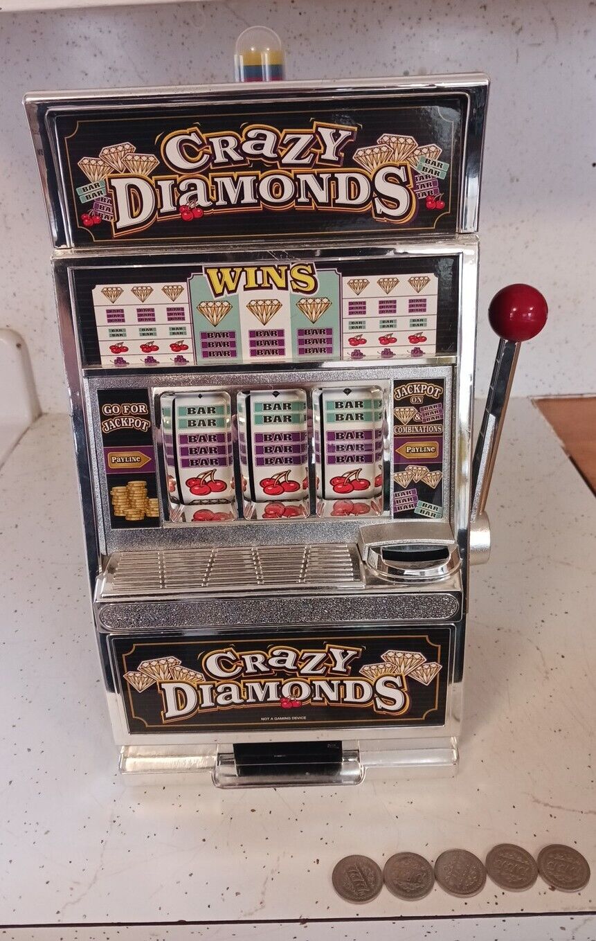 Crazy Diamonds Slot Machine Bank - Authentic Replication.  Working Sound+Lights.