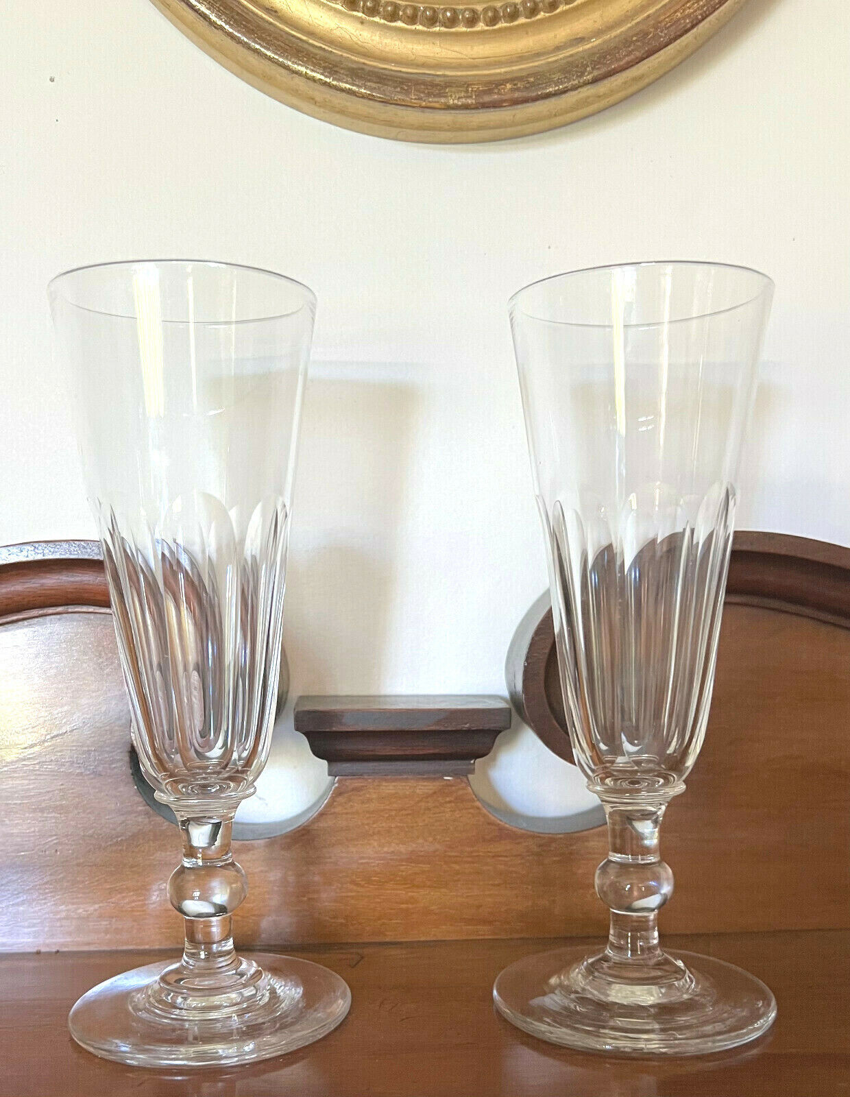 LATE VICTORIAN CRYSTAL FLUTE WINE GLASSES
