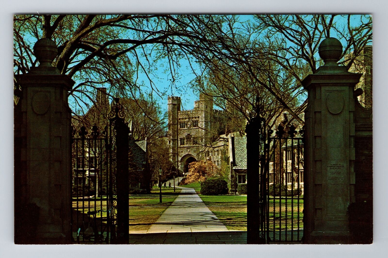 Princeton NJ-New Jersey, Campus Gates, Dormitories, Antique Vintage Postcard