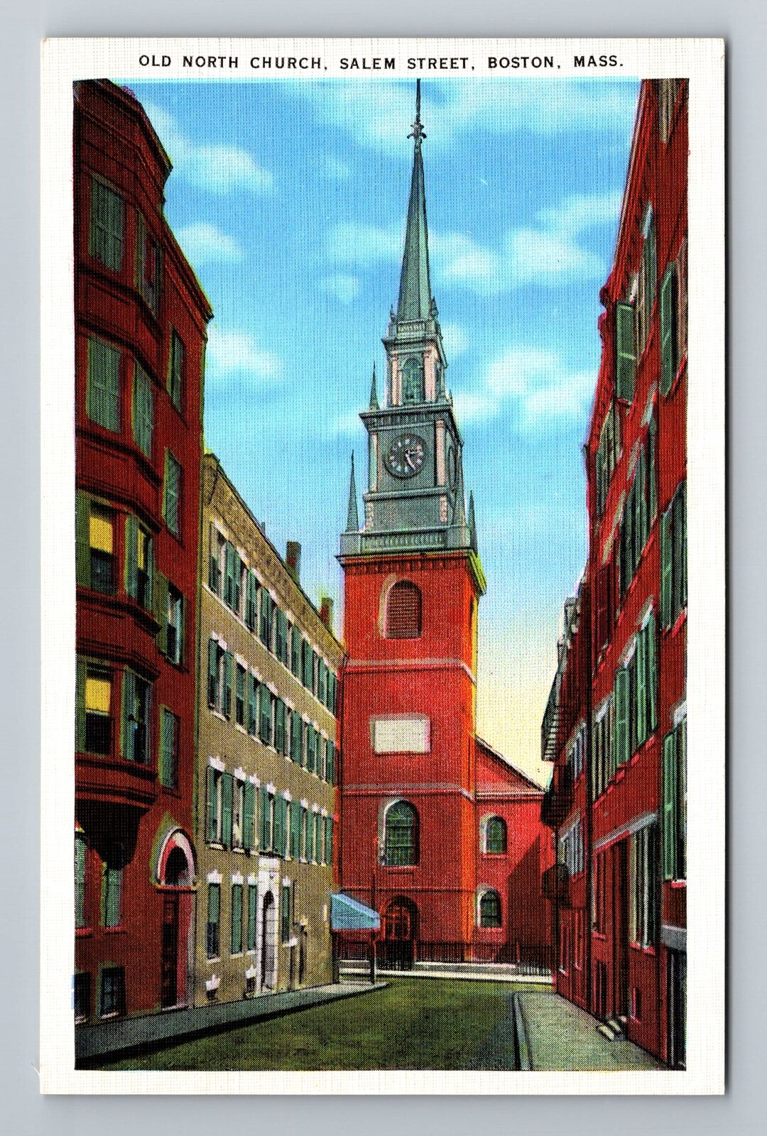 Boston MA-Massachusetts, Old North Church Vintage Souvenir Postcard